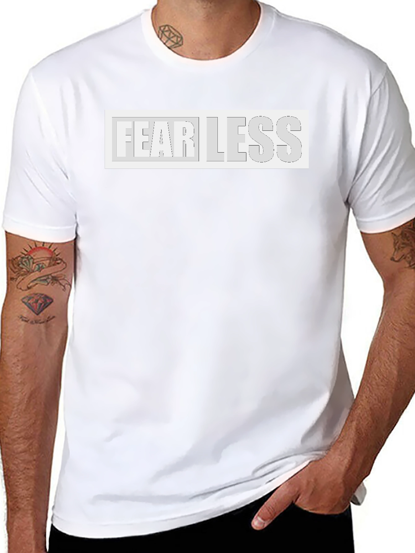 Black Fearless Graphic Print Black T-Shirt view 8