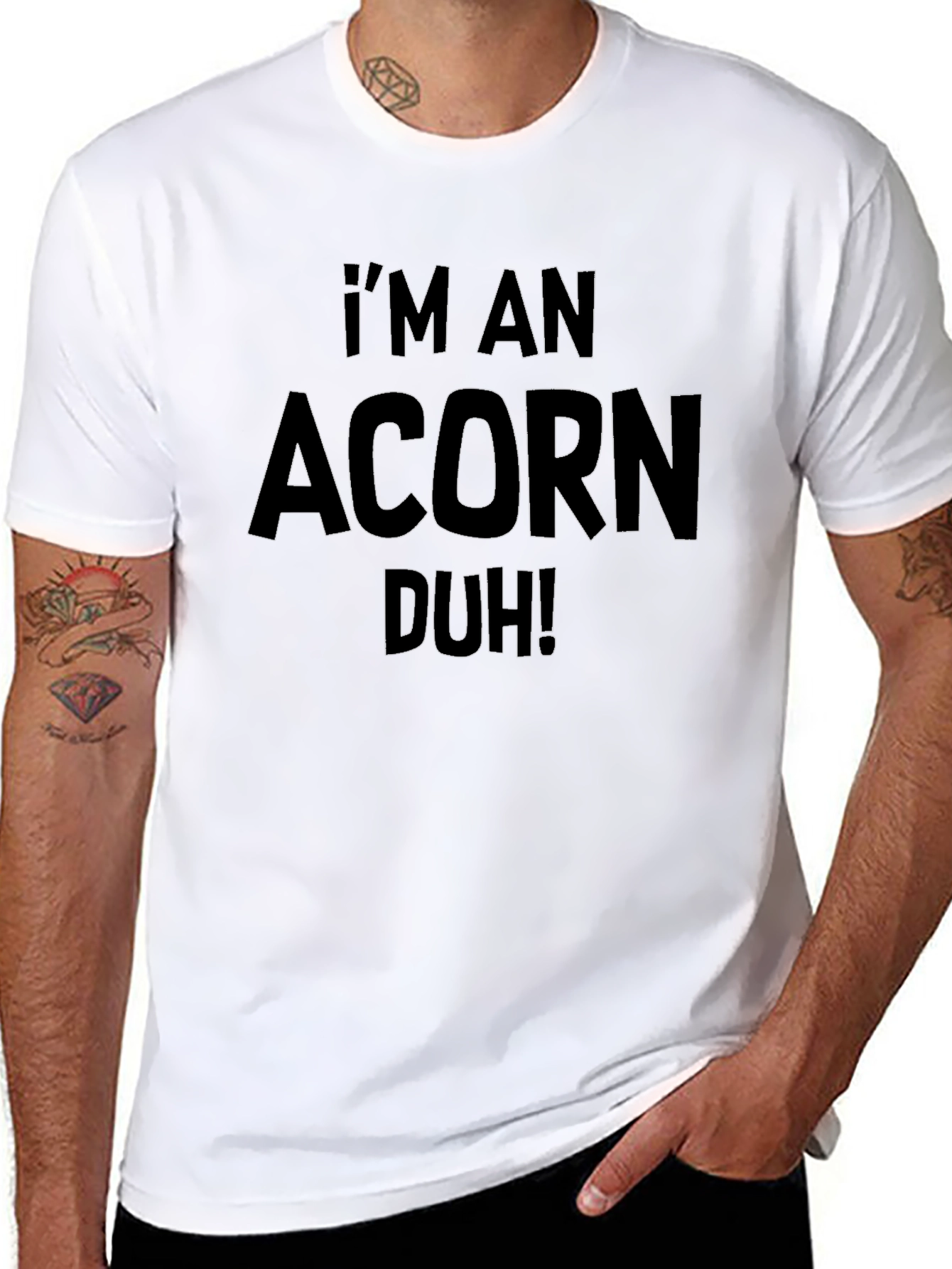 Black I'm an Acorn Duh! Novelty Graphic Tee view 8