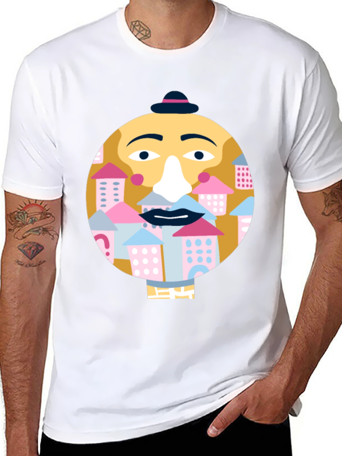 Black Quirky Face Graphic T-Shirt - City Beard view 8