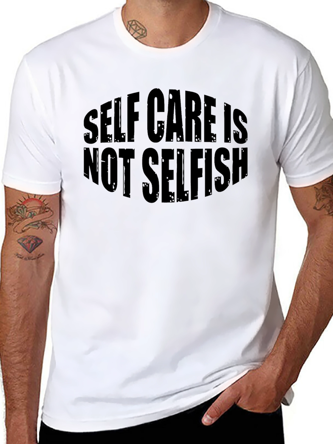 Black Self Care Is Not Selfish Graphic Tee - Black T-Shirt view 8
