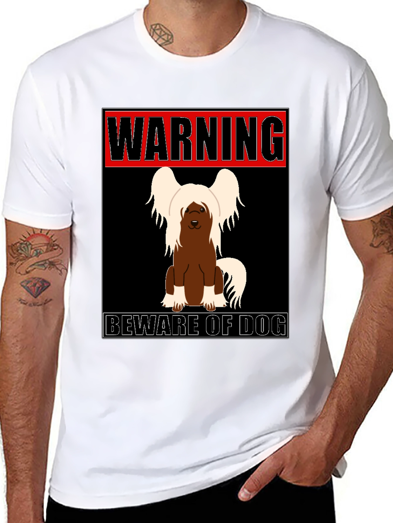Black Warning Beware of Dog T-Shirt view 8