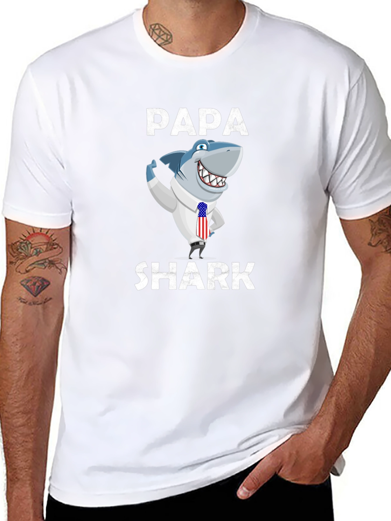 Papa Shark Graphic Tee - Novelty Shirt - 8