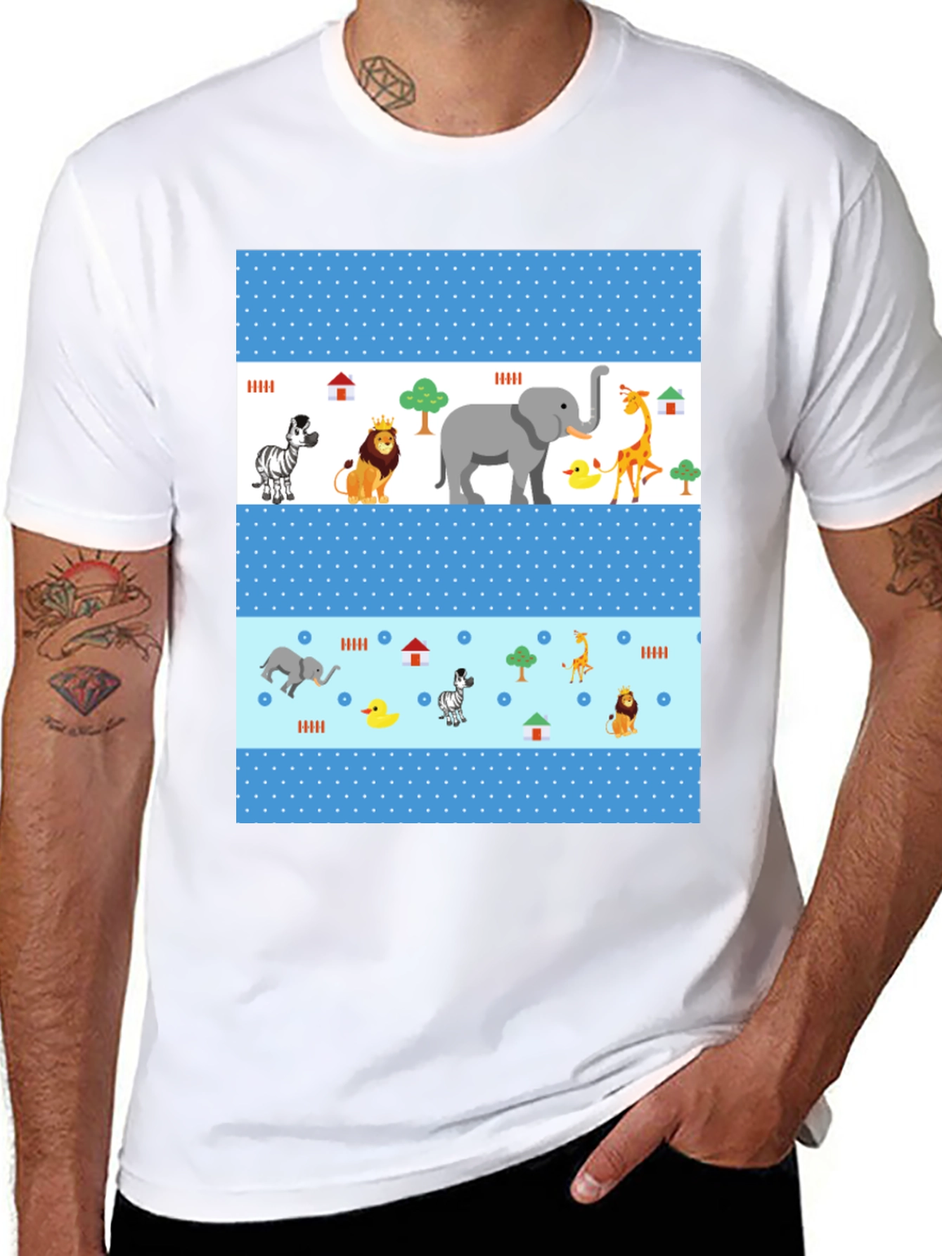 Black Fun Animal Print Tee - Black Casual Shirt view 8