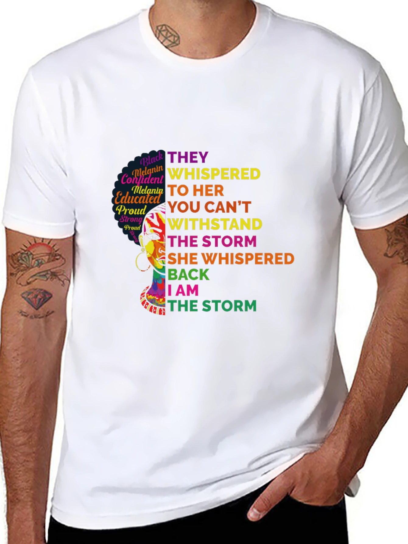 Black Empowered Melanin Woman Graphic T-Shirt view 8