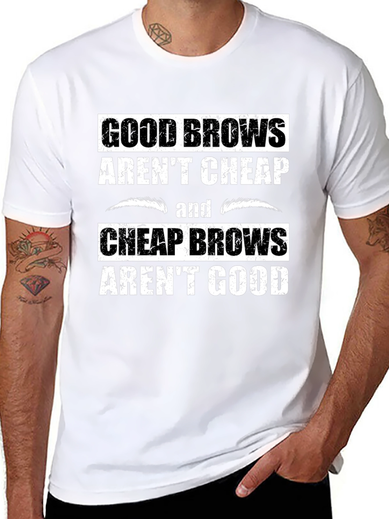 Black Good Brows T-Shirt - Funny Eyebrow Humor Tee view 8