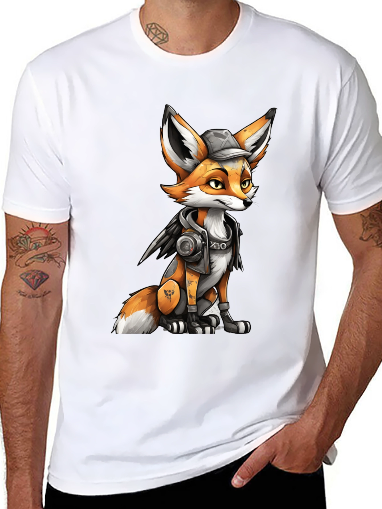 Black Fox Character Graphic Black T-Shirt view 8