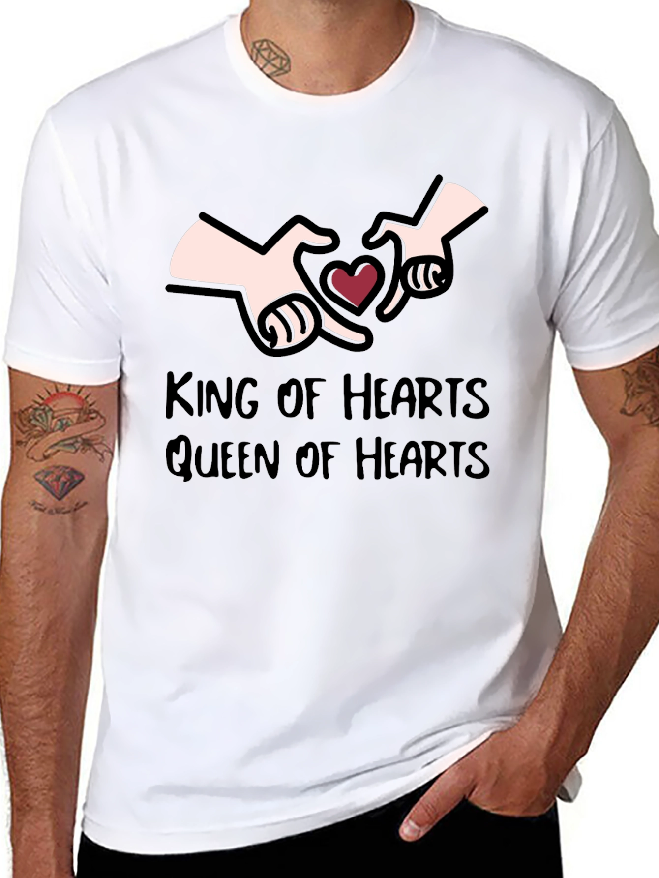 Black King & Queen of Hearts Graphic T-Shirt view 8
