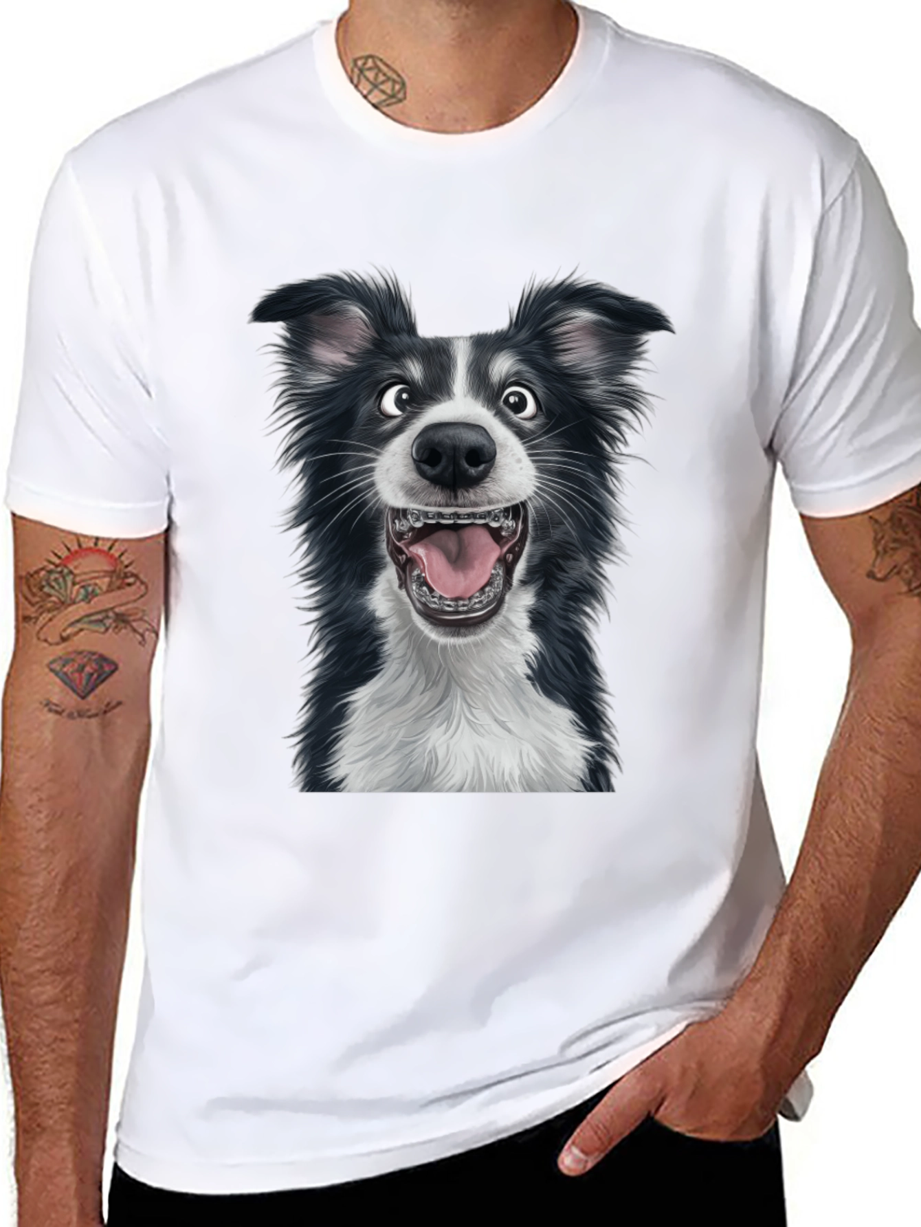 Black Funny Dog Graphic Tee - Black Cotton Blend T-Shirt view 8