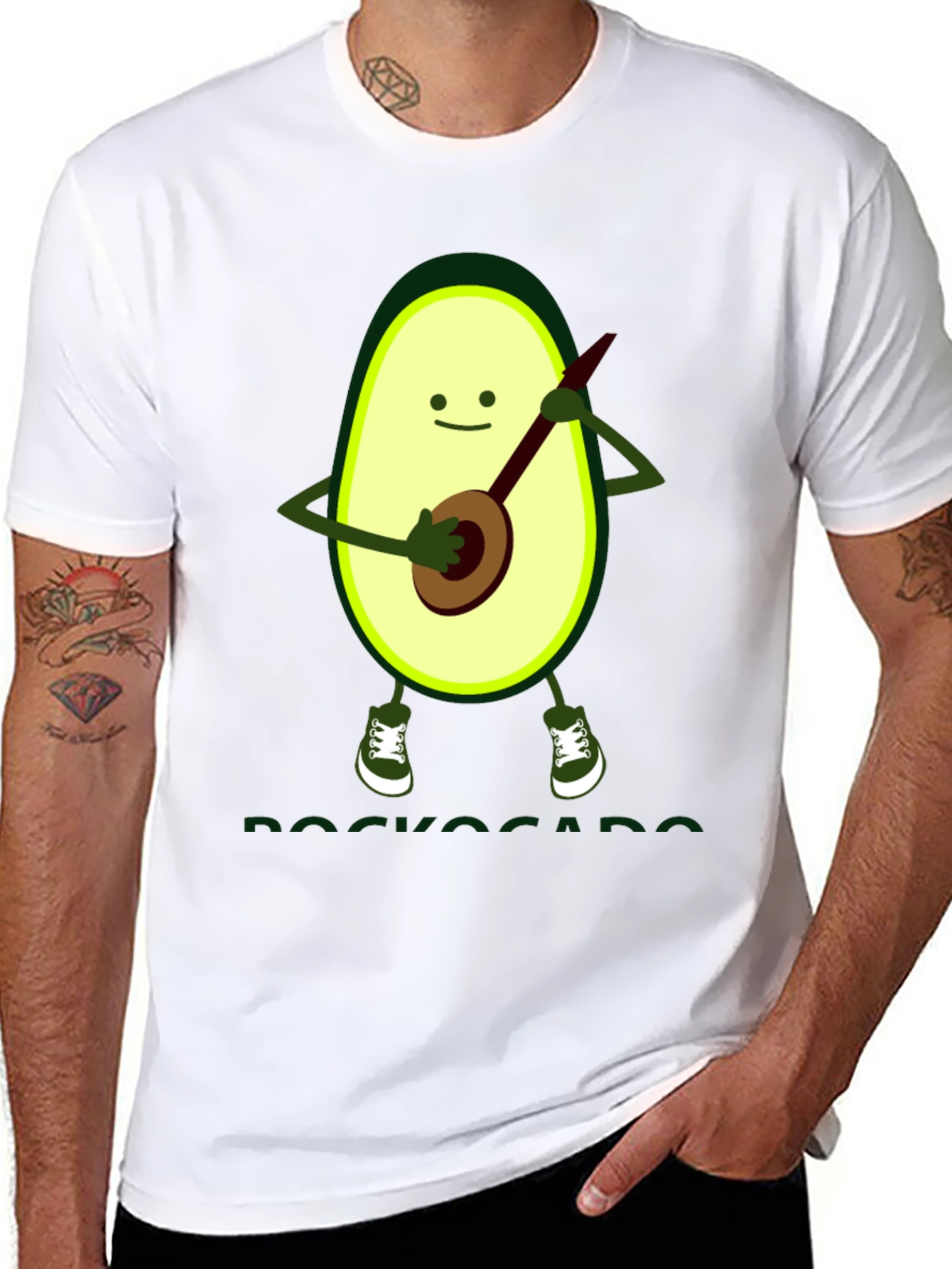 Black Avocado Banjo Player Graphic T-Shirt view 8