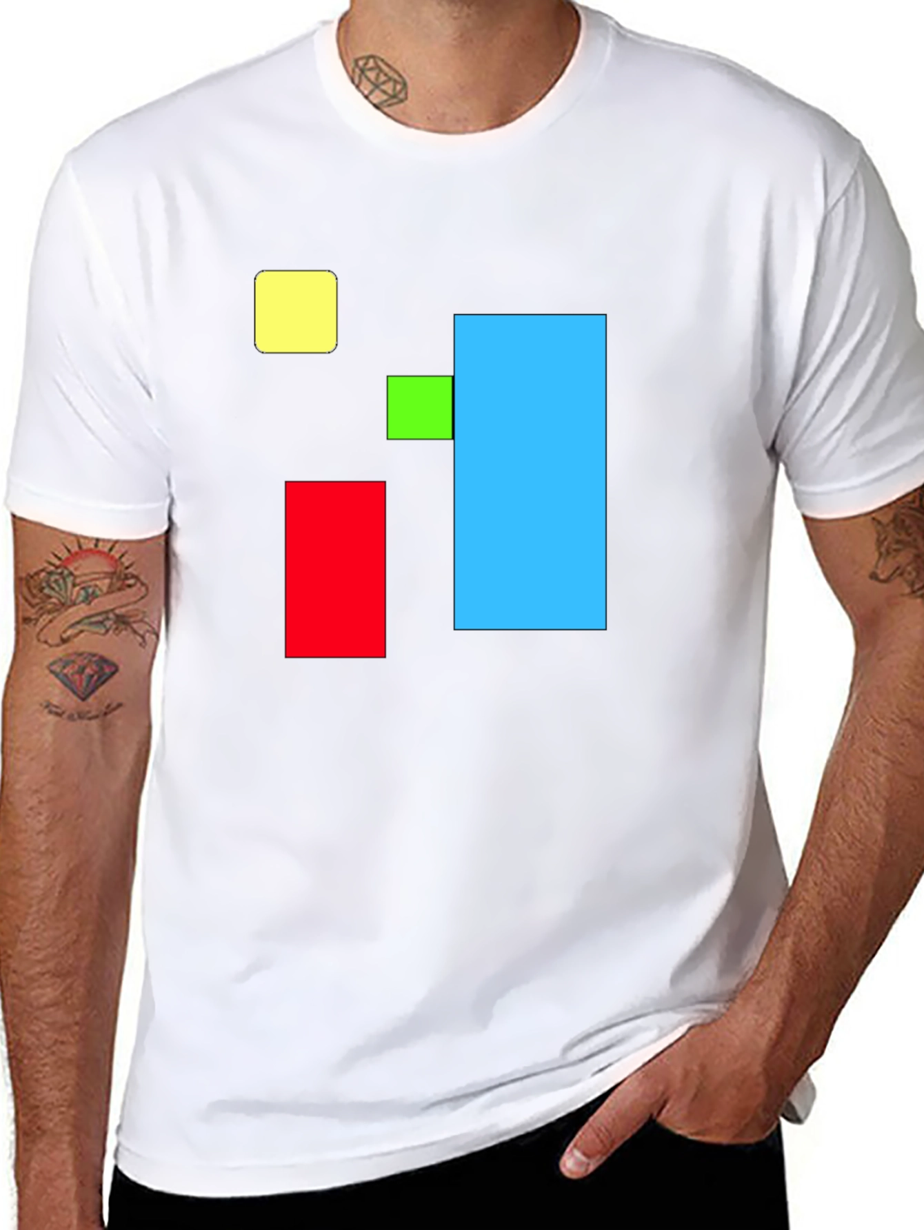Black Abstract Geometric Square T-Shirt - Bold Colors view 8