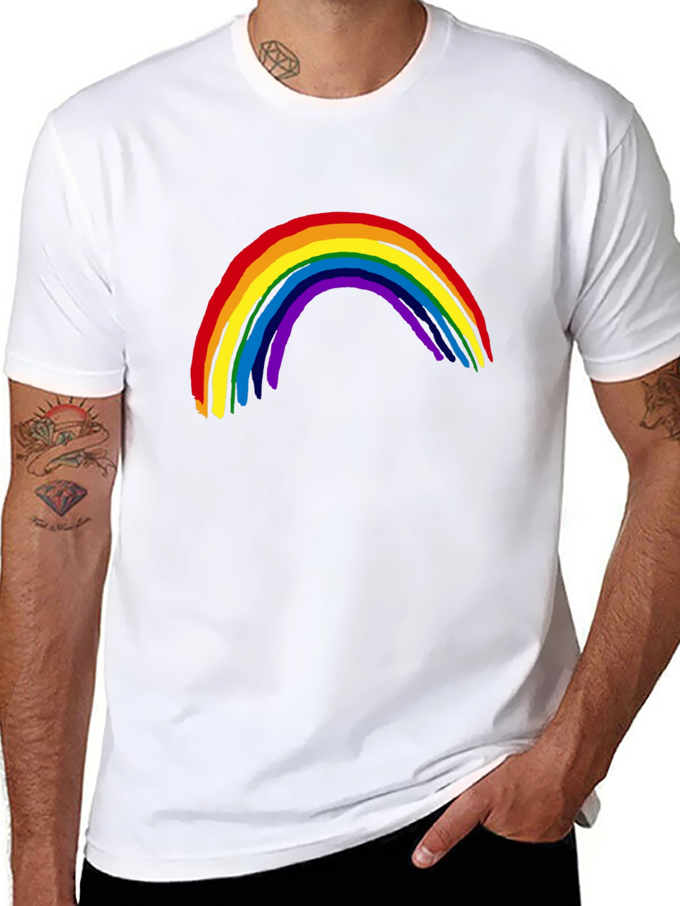 Black Rainbow Graphic Tee - Black Casual Shirt view 8