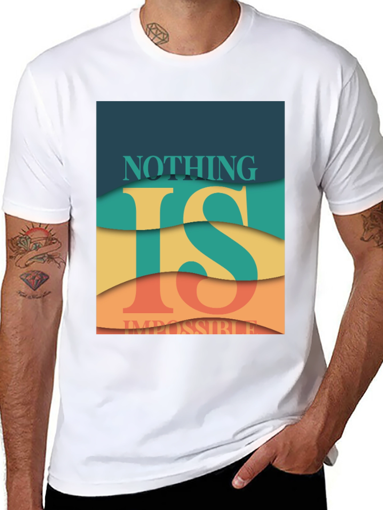 Black Nothing is Impossible Graphic T-Shirt view 8