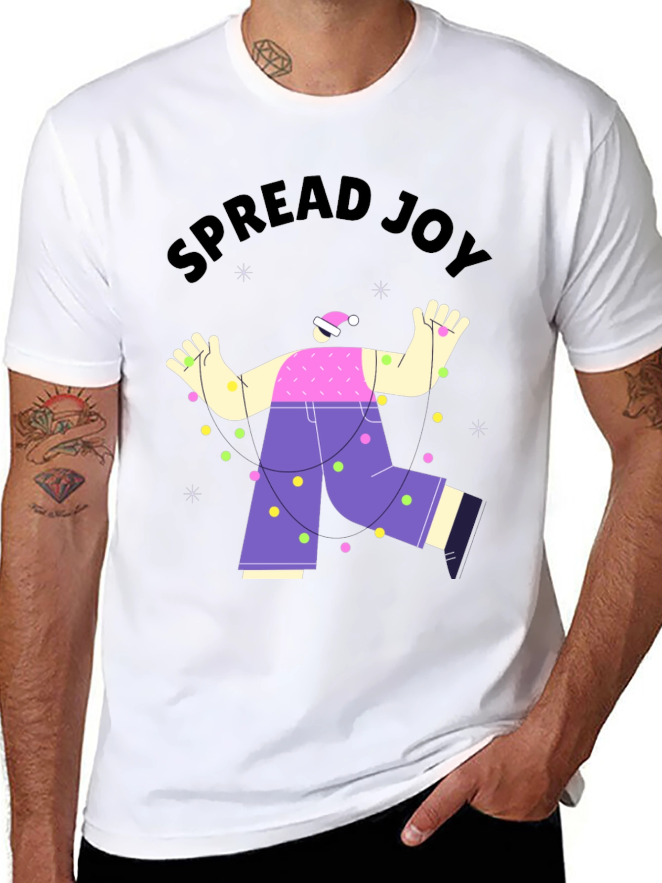 Black Spread Joy Holiday T-Shirt - Unisex Christmas Tee view 8