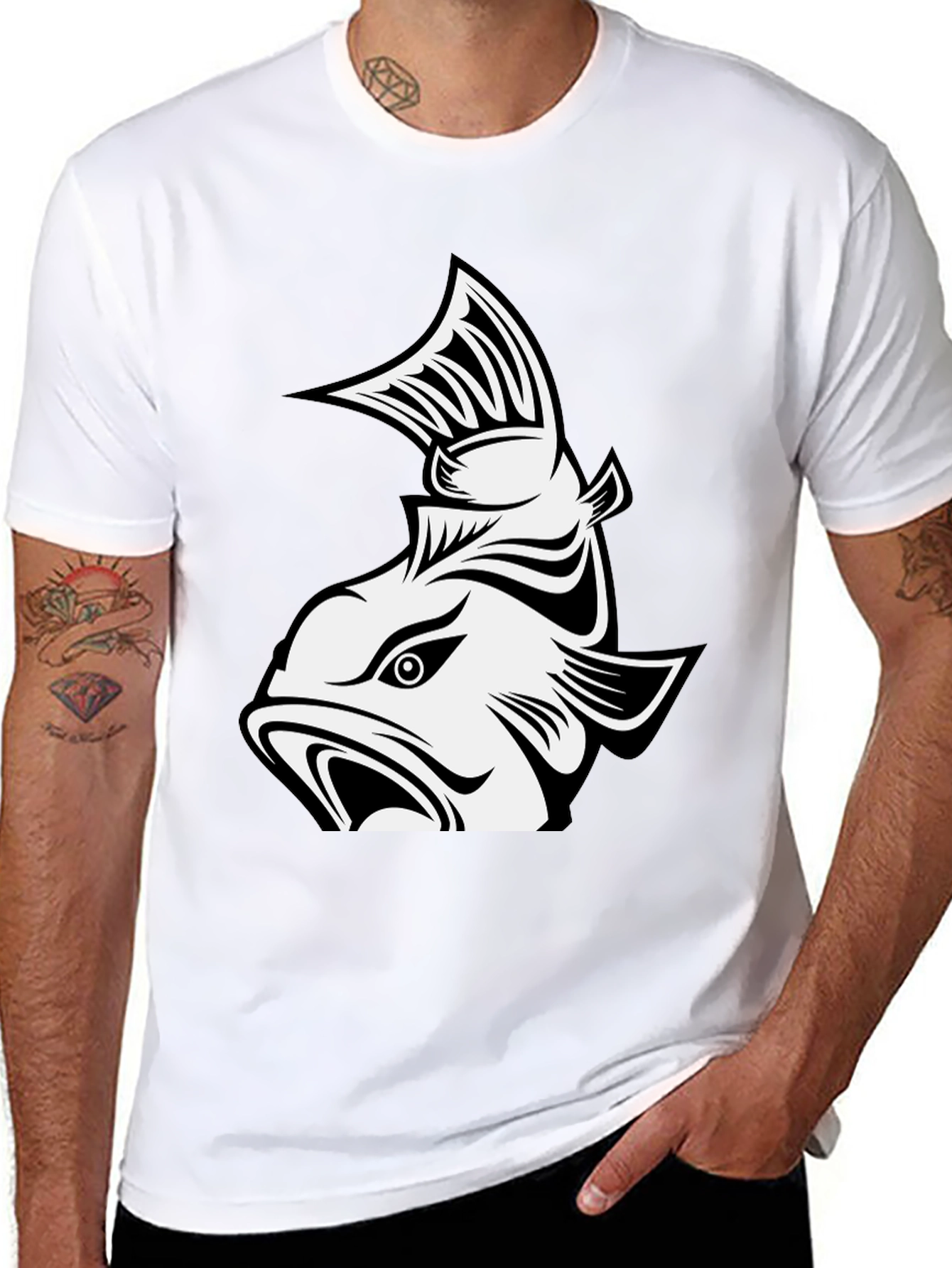 Black Fish Graphic T-Shirt - Men's Black Tee view 8