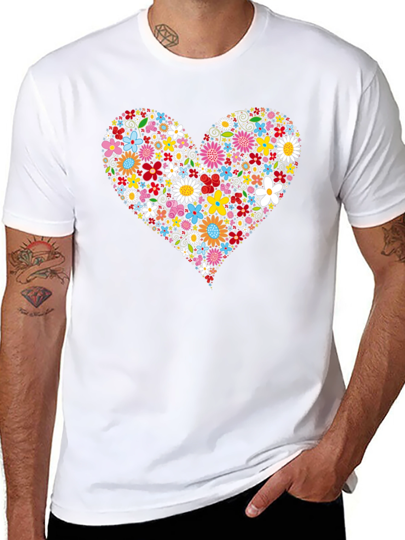 Black Floral Heart Graphic Tee - Trendy Black T-Shirt view 8