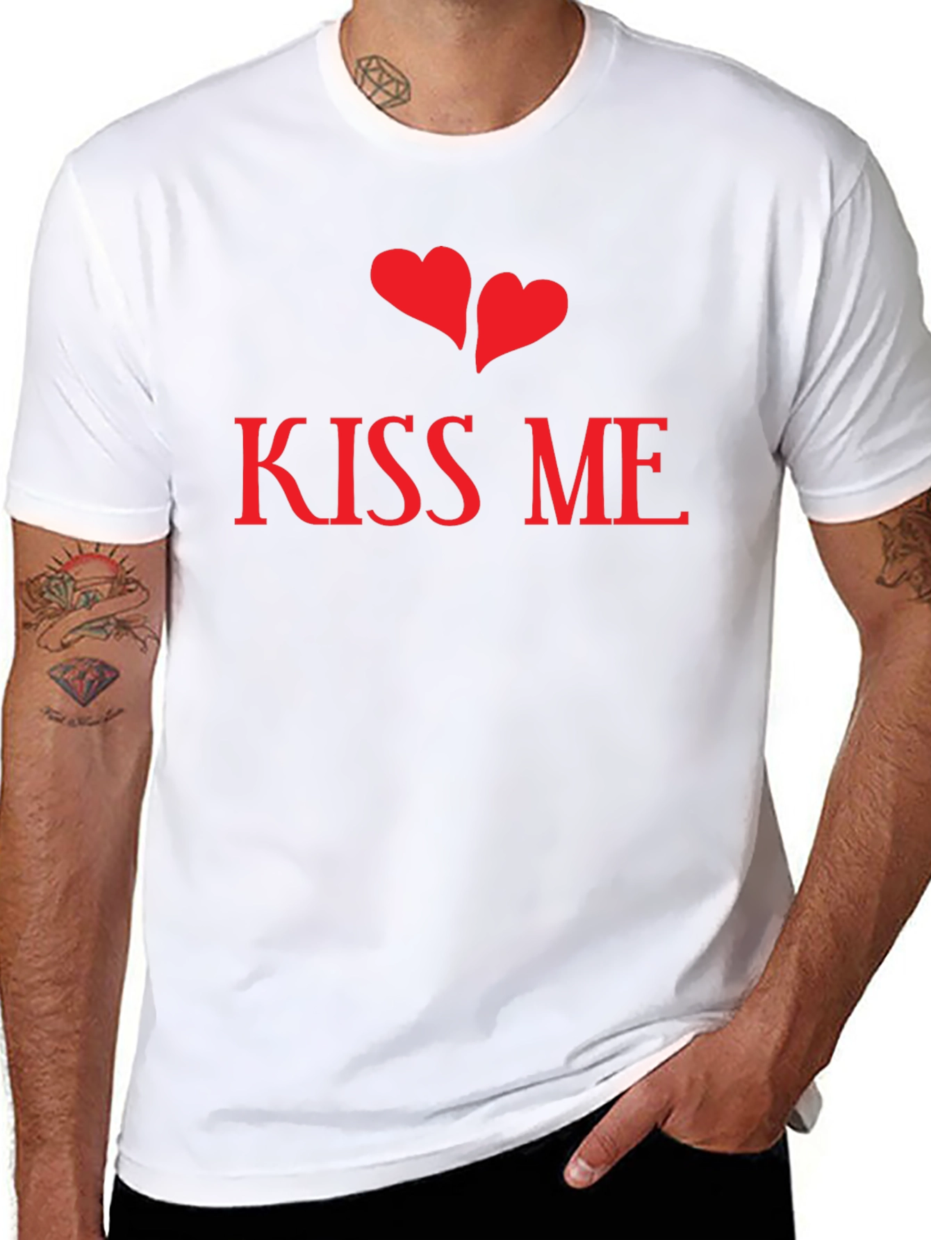 Black Kiss Me Valentines T-Shirt - Black view 8