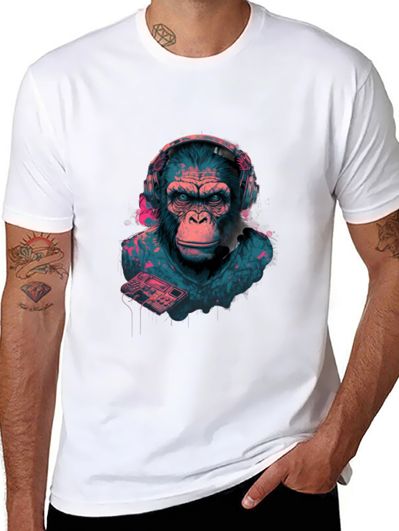 Black DJ Ape Graphic Tee - Cool & Unique Design view 8