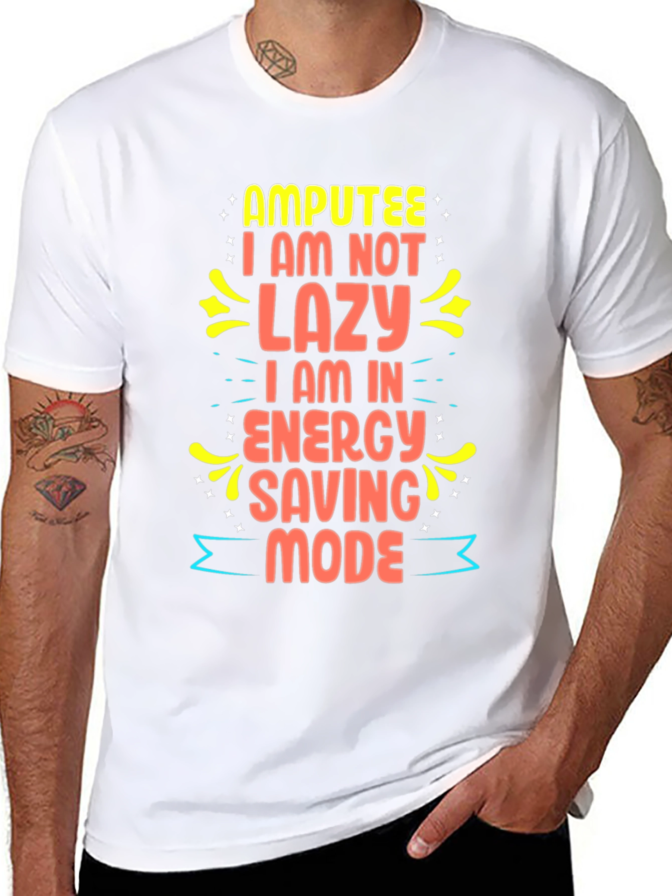 Black Amputee Energy Saving Mode Graphic Tee view 8