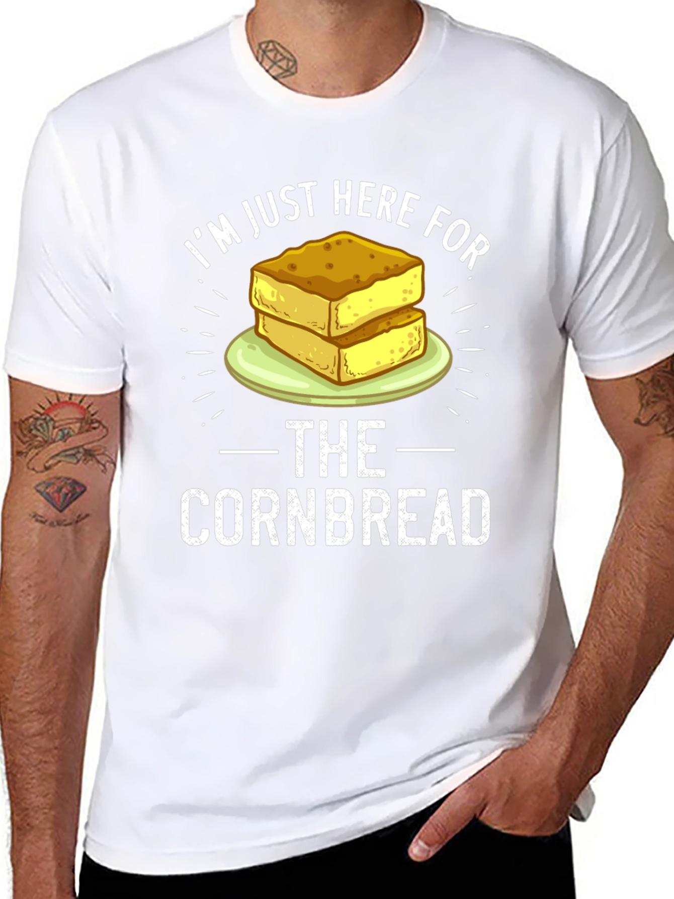 Black I'm Just Here For The Cornbread T-Shirt view 8