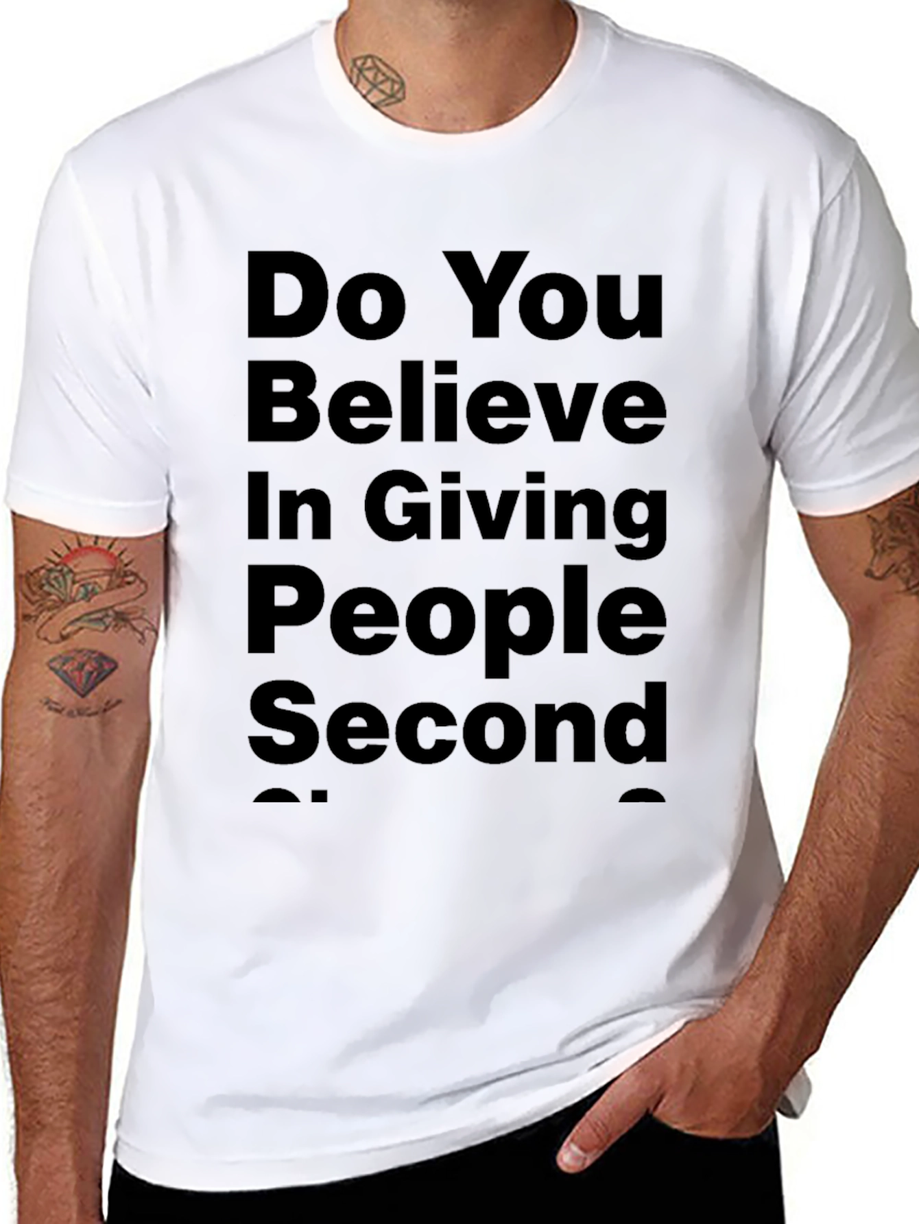 Black Do You Believe in Giving People Second Chances Black T-Shirt view 8