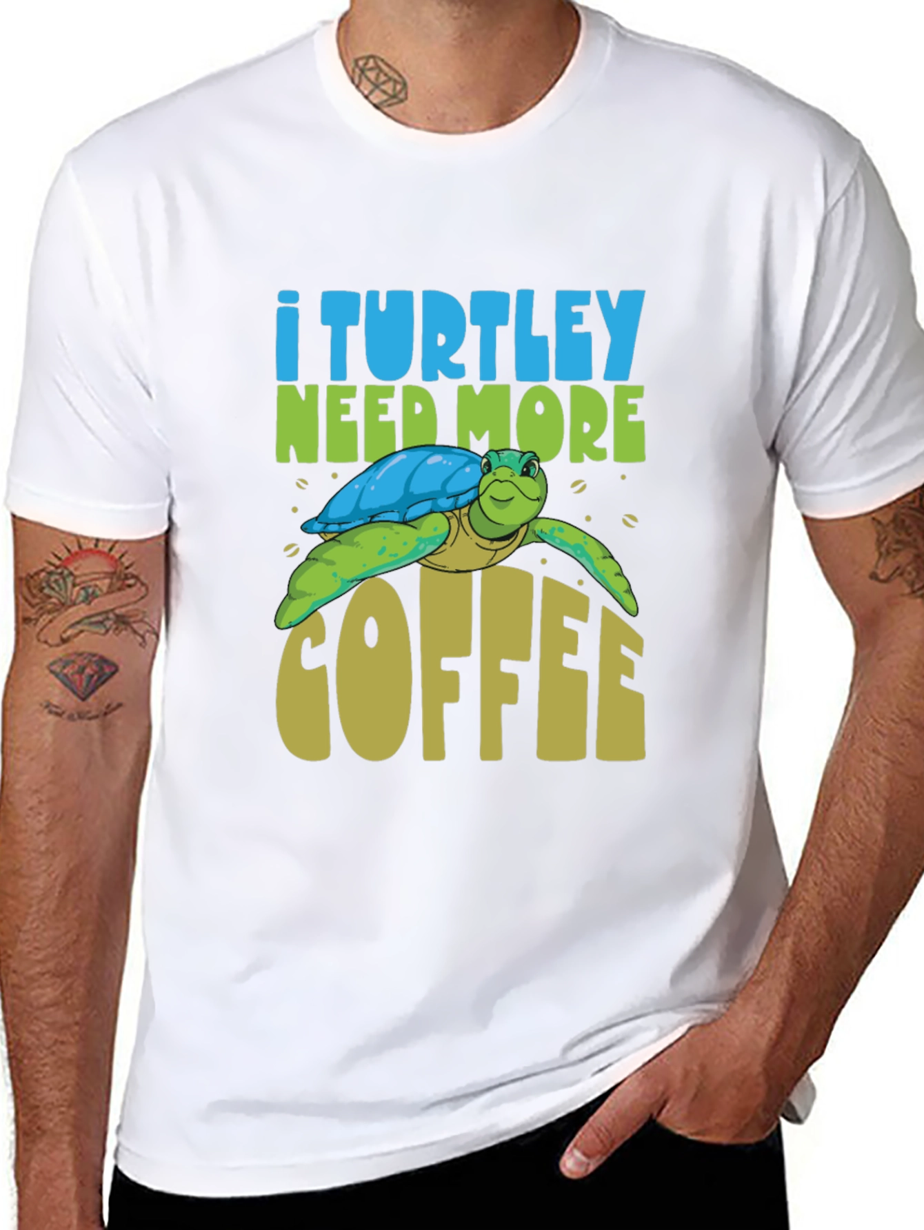 Black I Turtley Need More Coffee Black T-Shirt - Unisex view 8