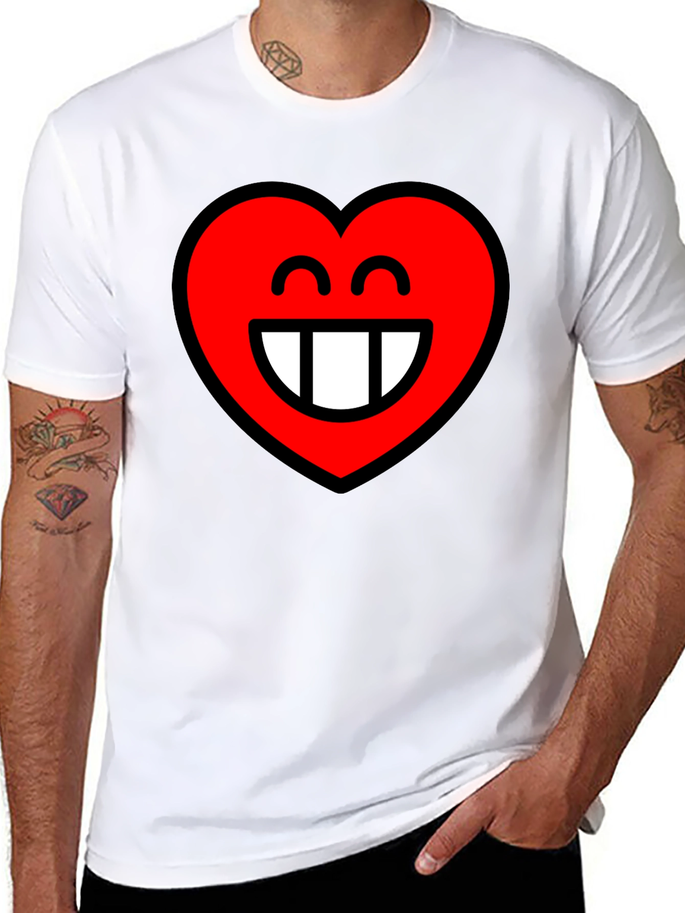 Black Heart Smile Graphic Black T-Shirt view 8