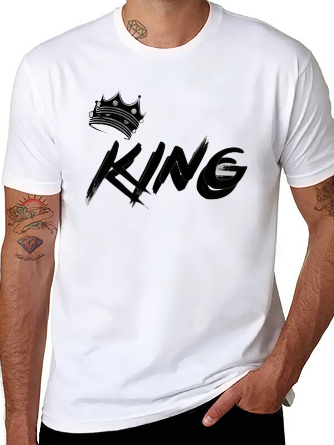 Black King Crown Graphic Black T-Shirt view 8