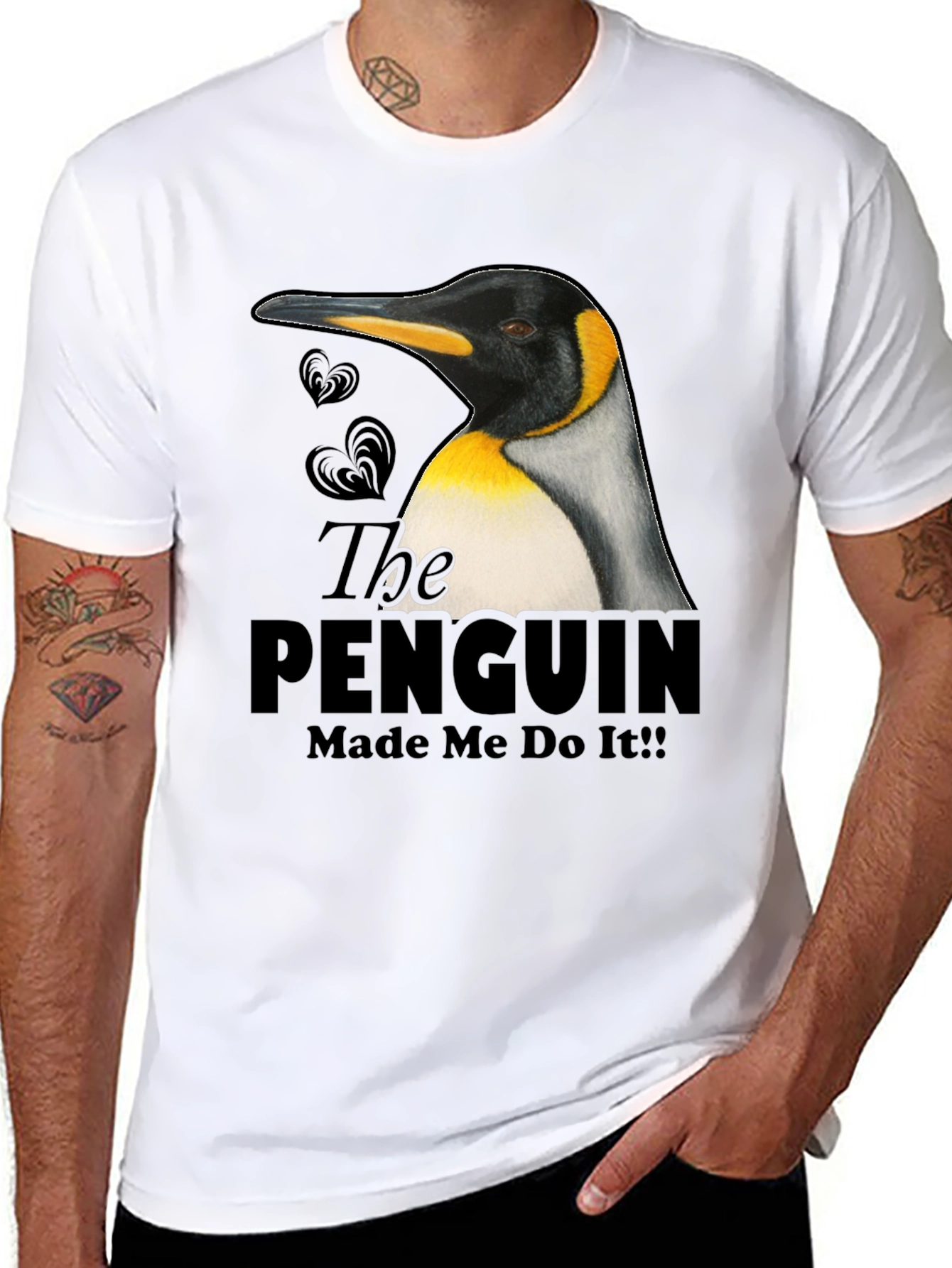 Black Penguin Made Me Do It! Novelty T-Shirt view 8