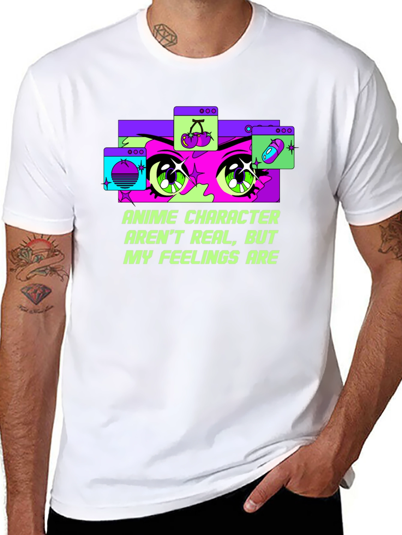 Black Anime Feelings Graphic Tee view 8