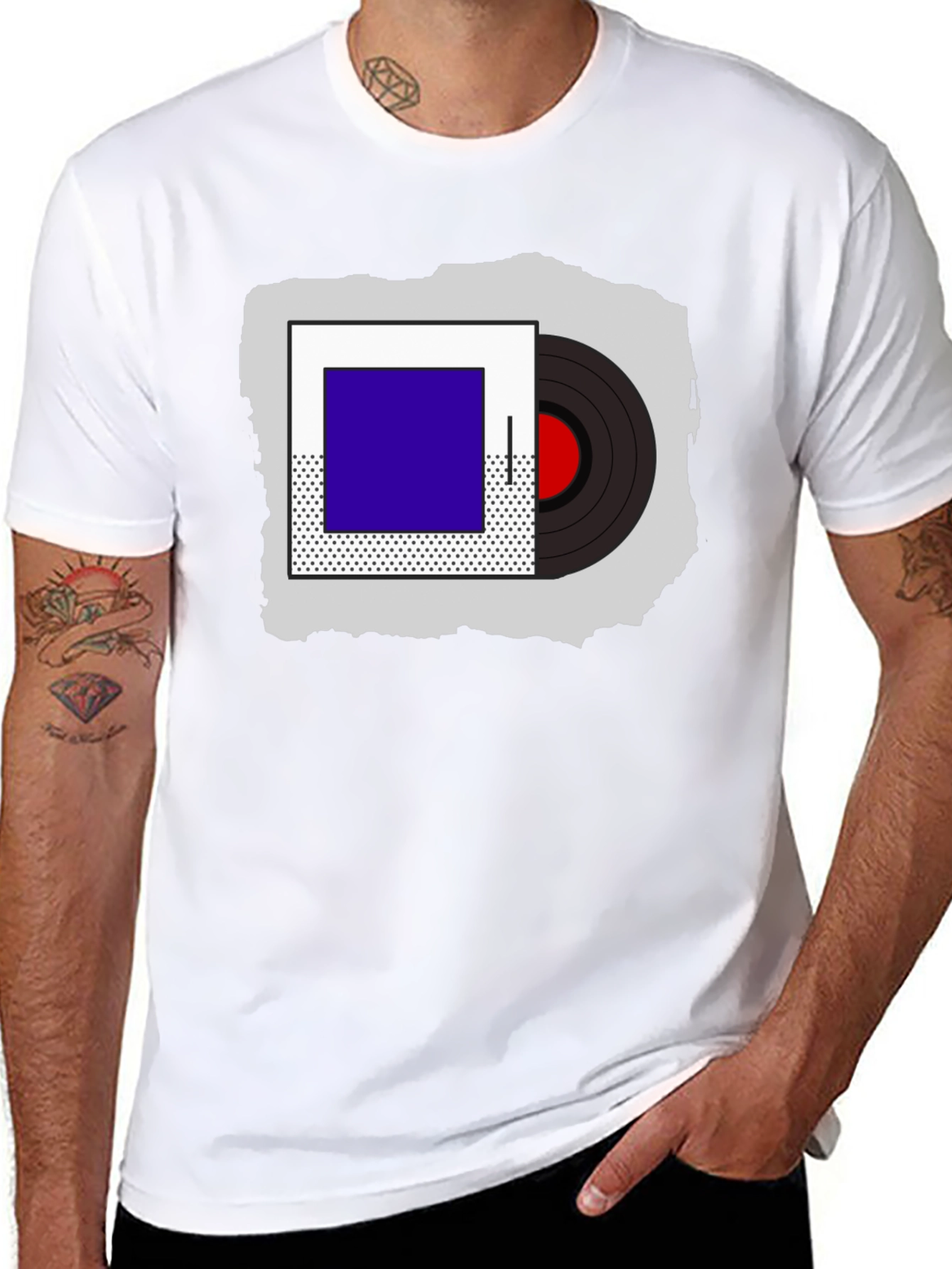Black Retro Vinyl Record Graphic Tee - Cool Music Lover Shirt view 8