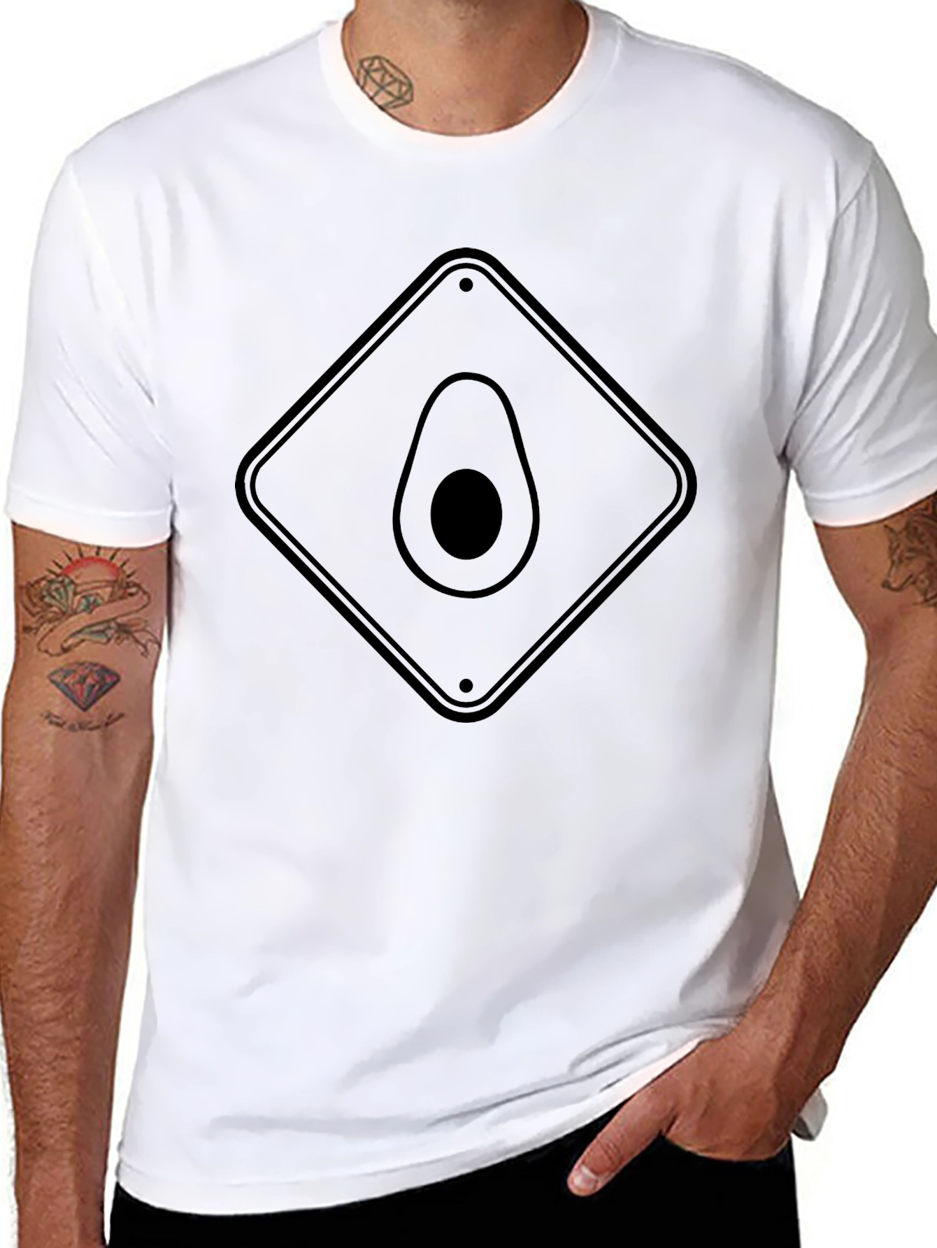 Black Avocado Crossing T-Shirt - Black, Novelty Fruit Tee view 8