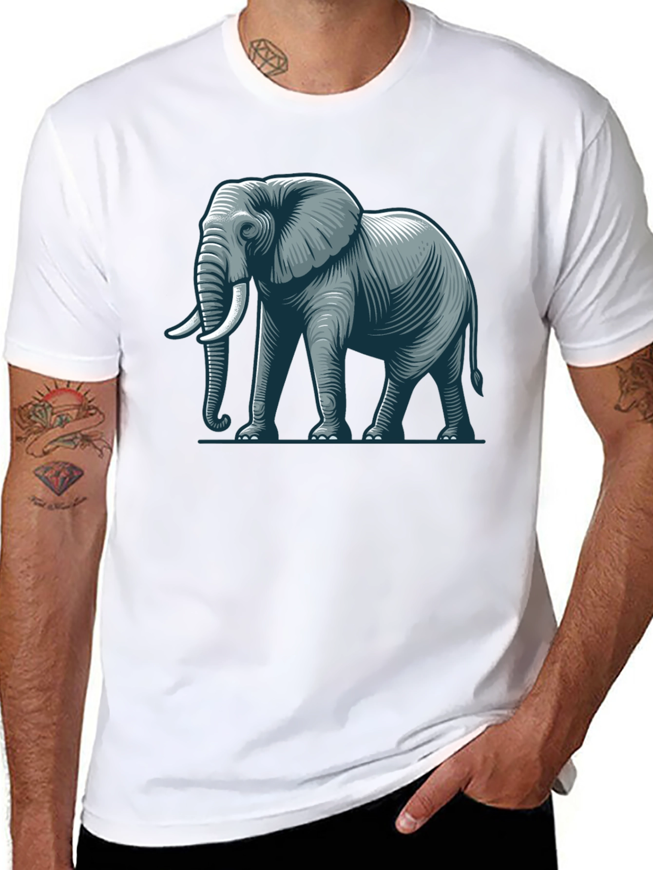 Black Elephant Graphic T-Shirt - Black Cotton Tee view 8