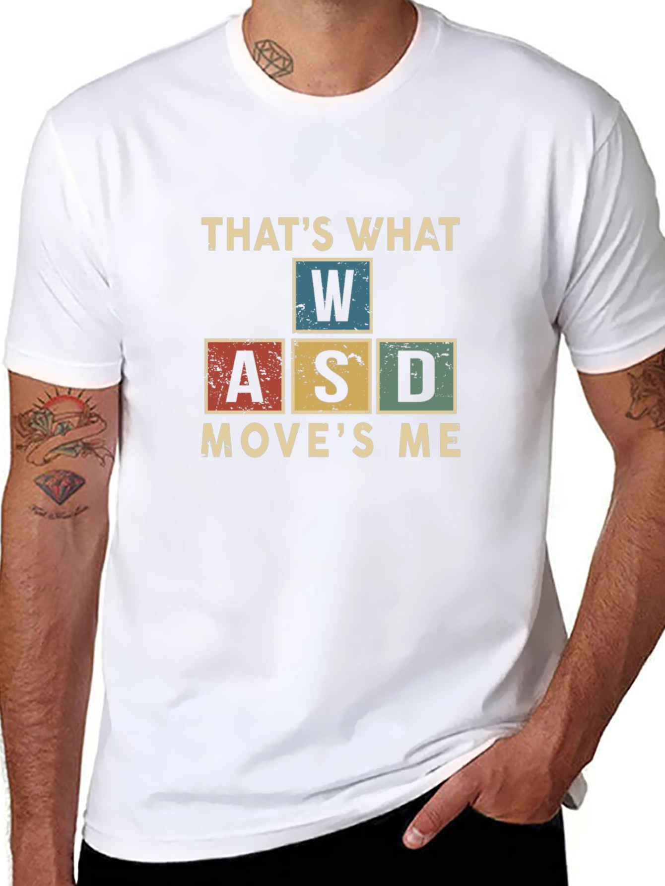 Black Gamer T-Shirt - WASD Move's Me view 8