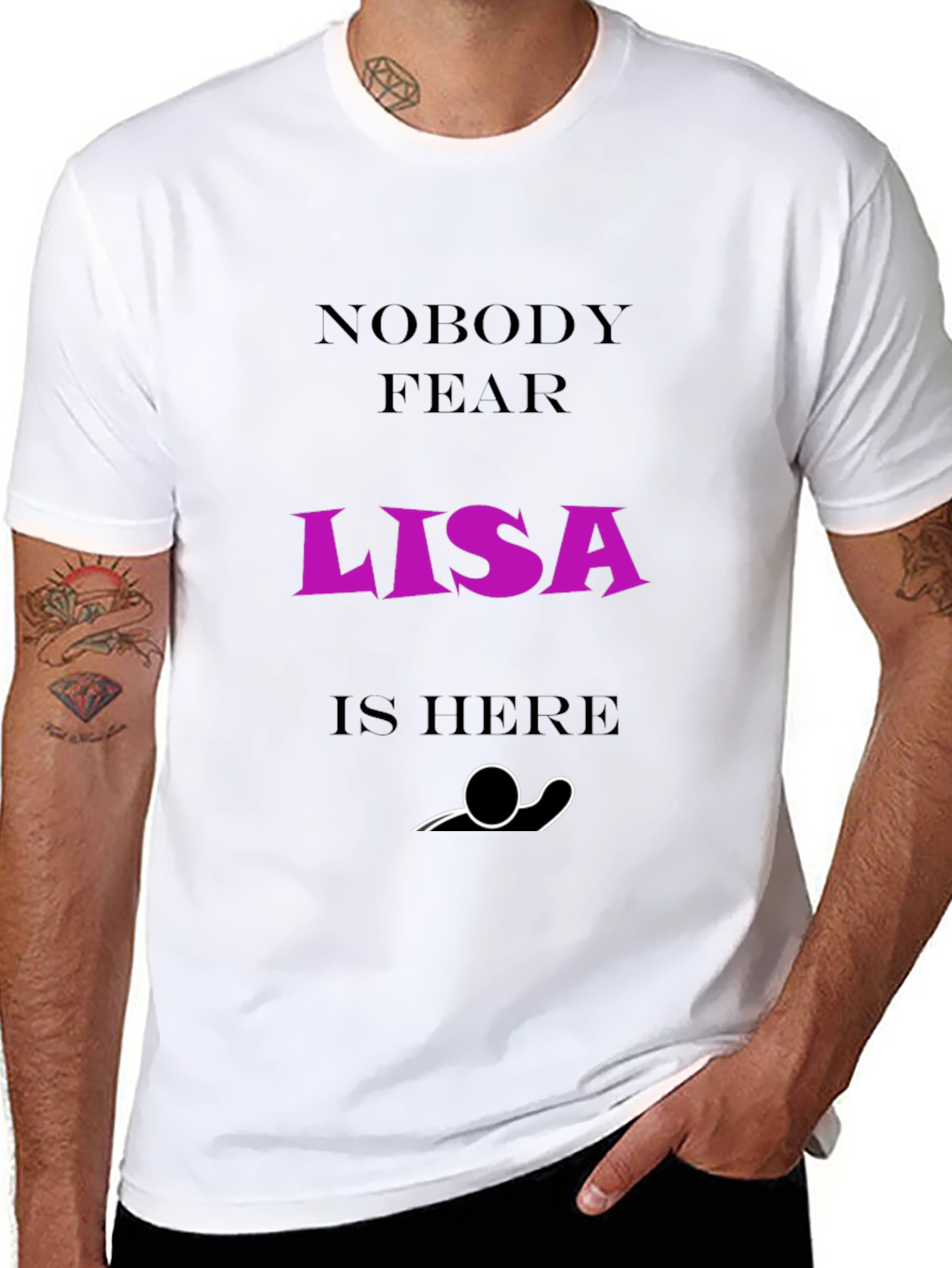 Black Nobody Fear Lisa Is Here T-Shirt - Funny Graphic Tee view 8