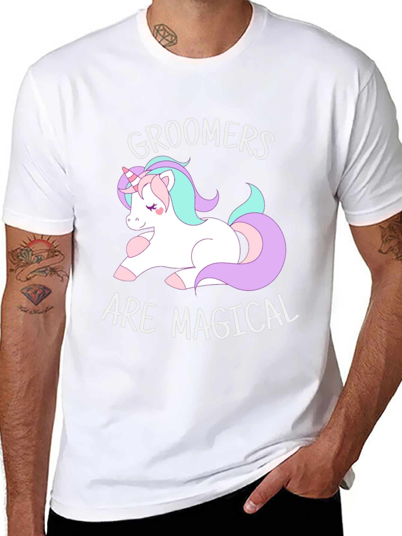 Groomers are Magical T-Shirt, Cute Unicorn Graphic Tee - 8