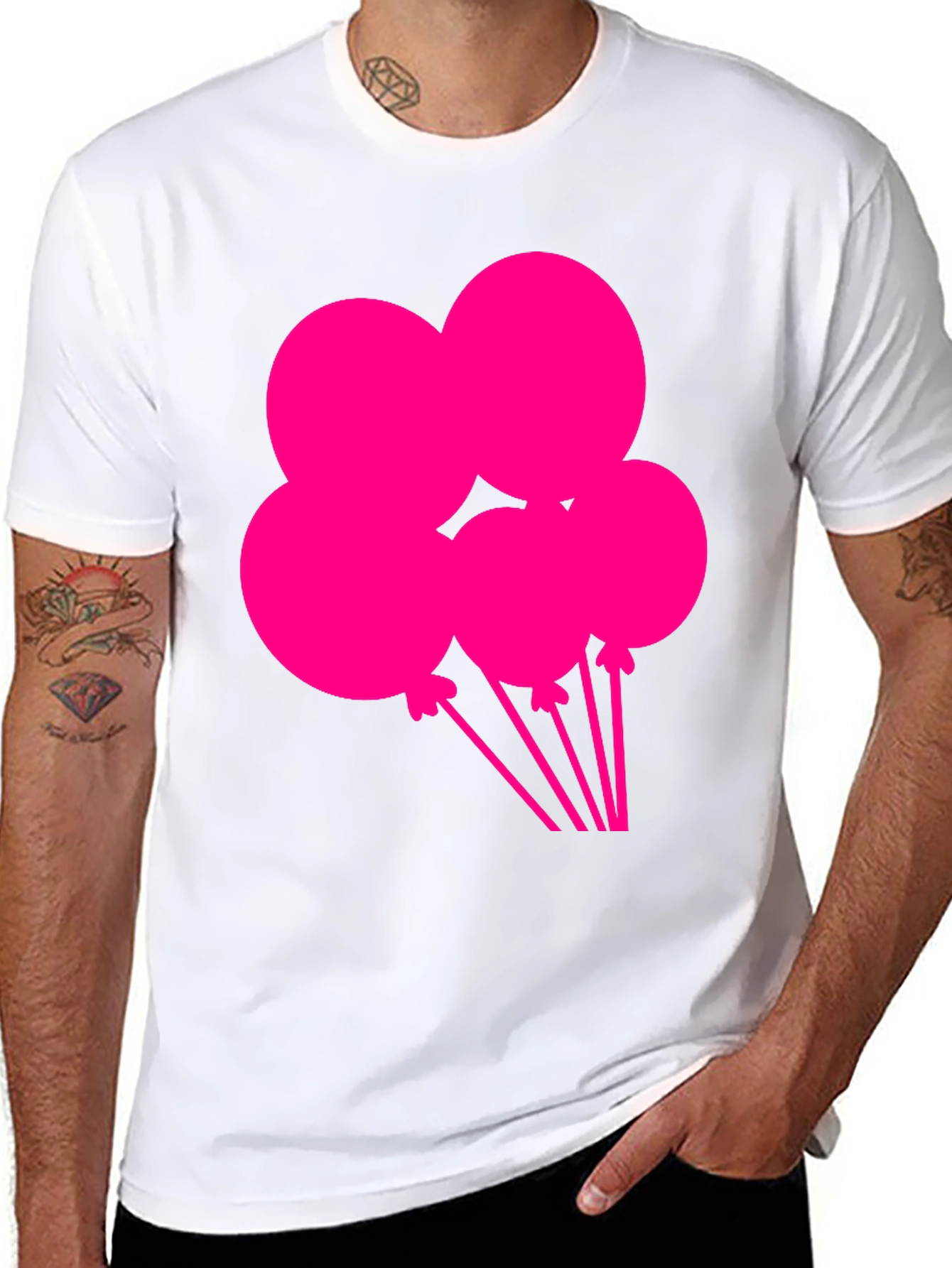 Black Fun Balloons Graphic Tee - Black Cotton T-Shirt view 8