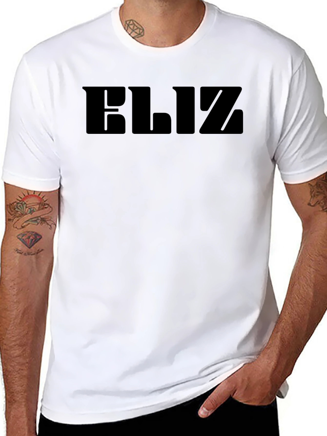 Black Men's Black "ELIZ" Graphic Tee - Casual Comfort view 8