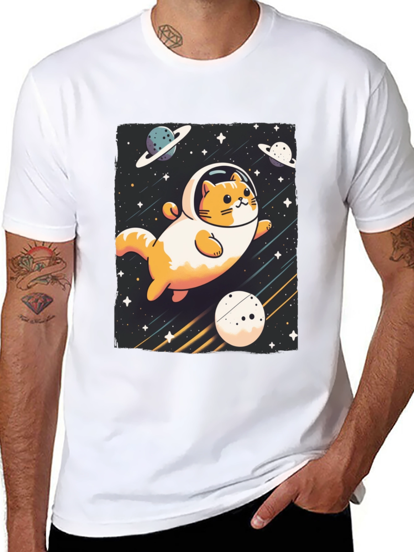 Black Space Cat T-Shirt - Galaxy Adventure Tee view 8