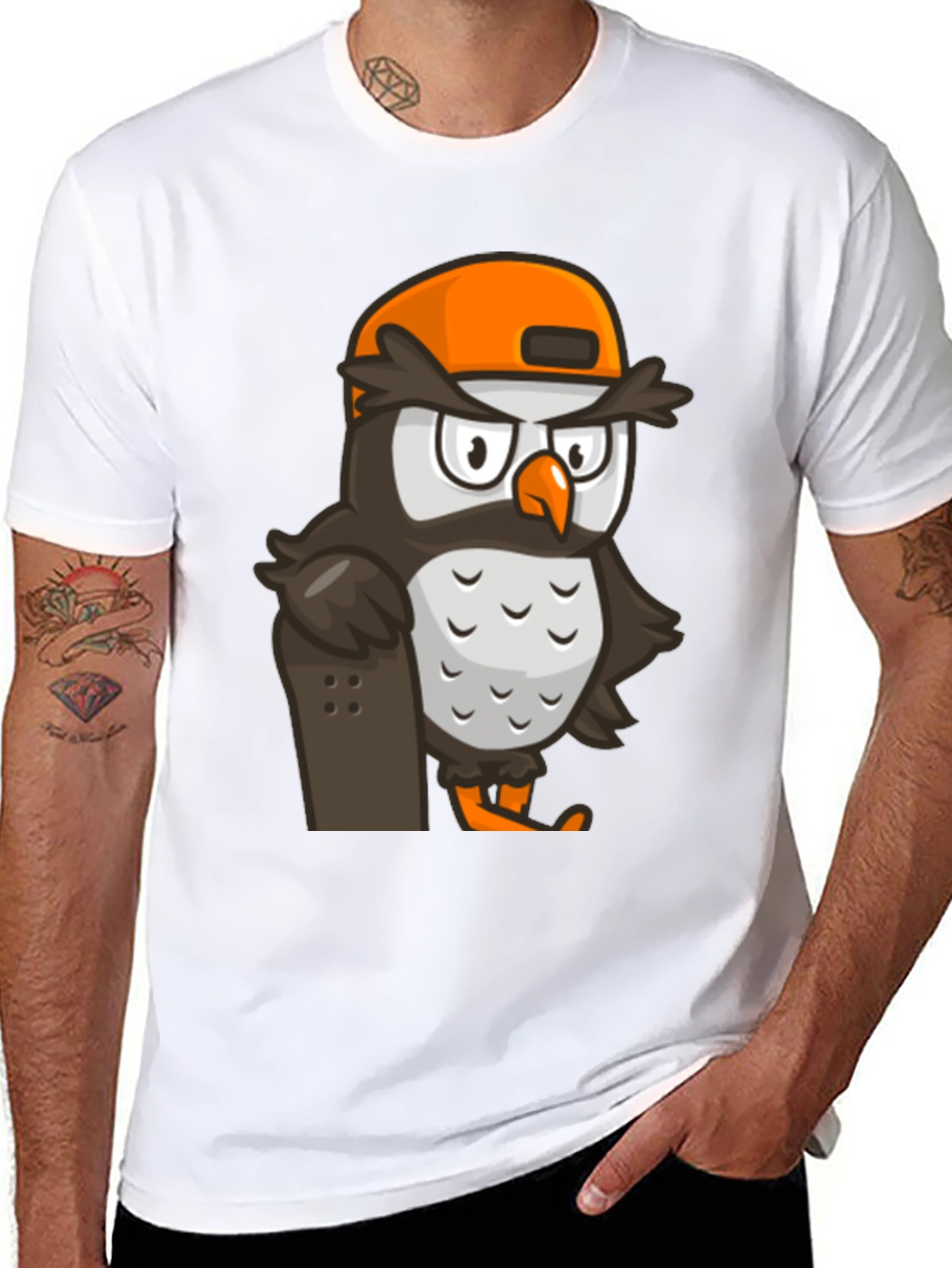 Black Cool Owl Skater Graphic Tee - Black view 8