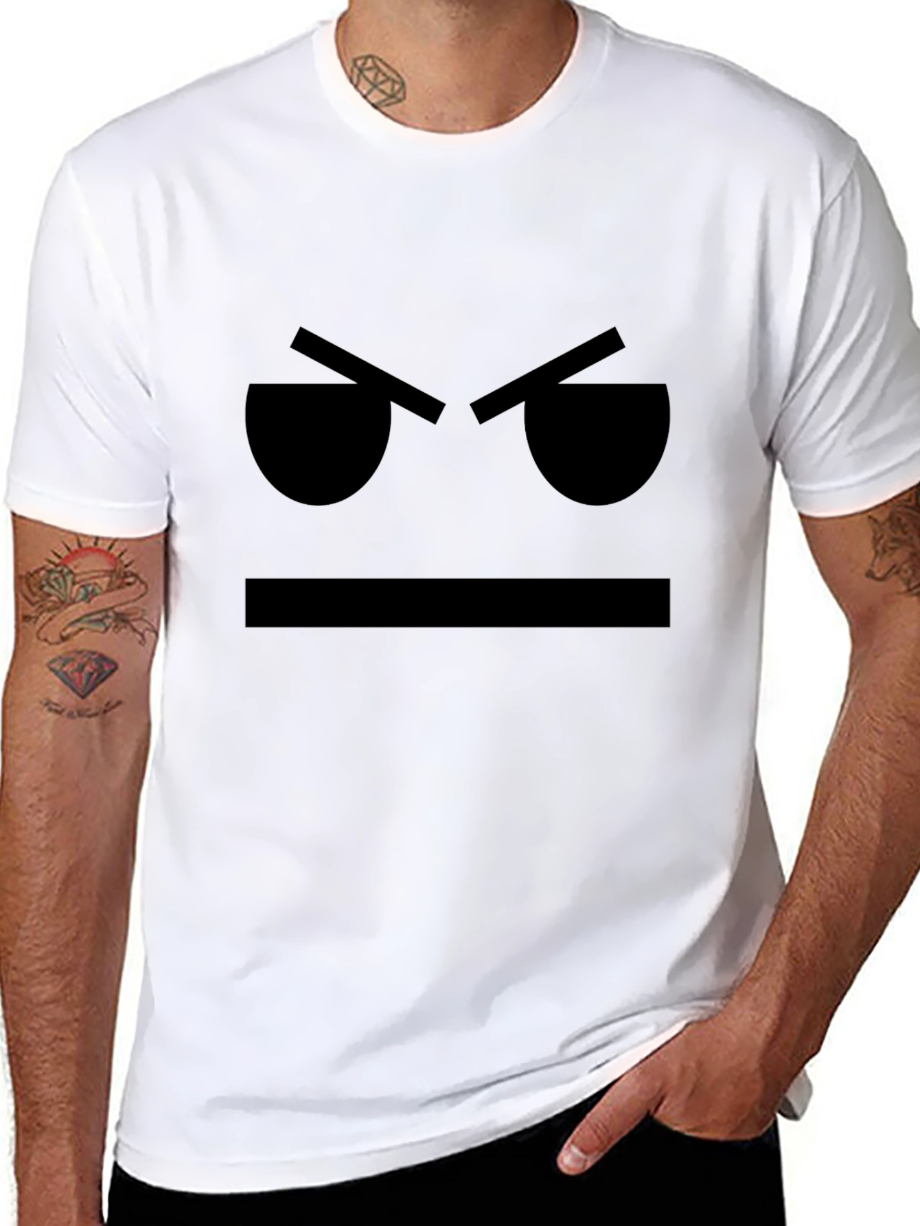 Black Grumpy Face Black T-Shirt - Express Your Mood view 8