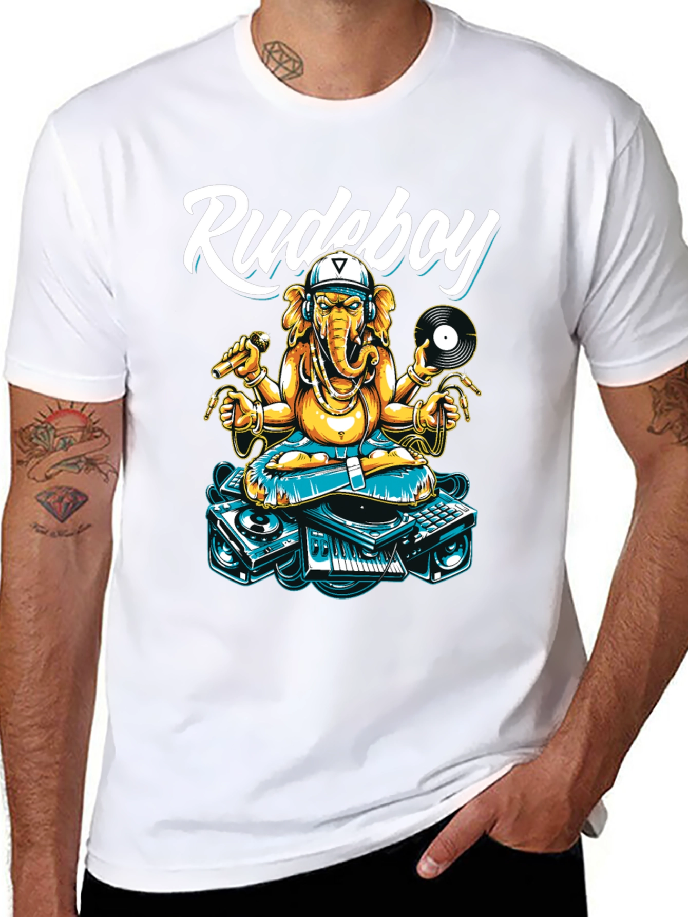Black Rudeboy Ganesha Graphic T-Shirt view 8
