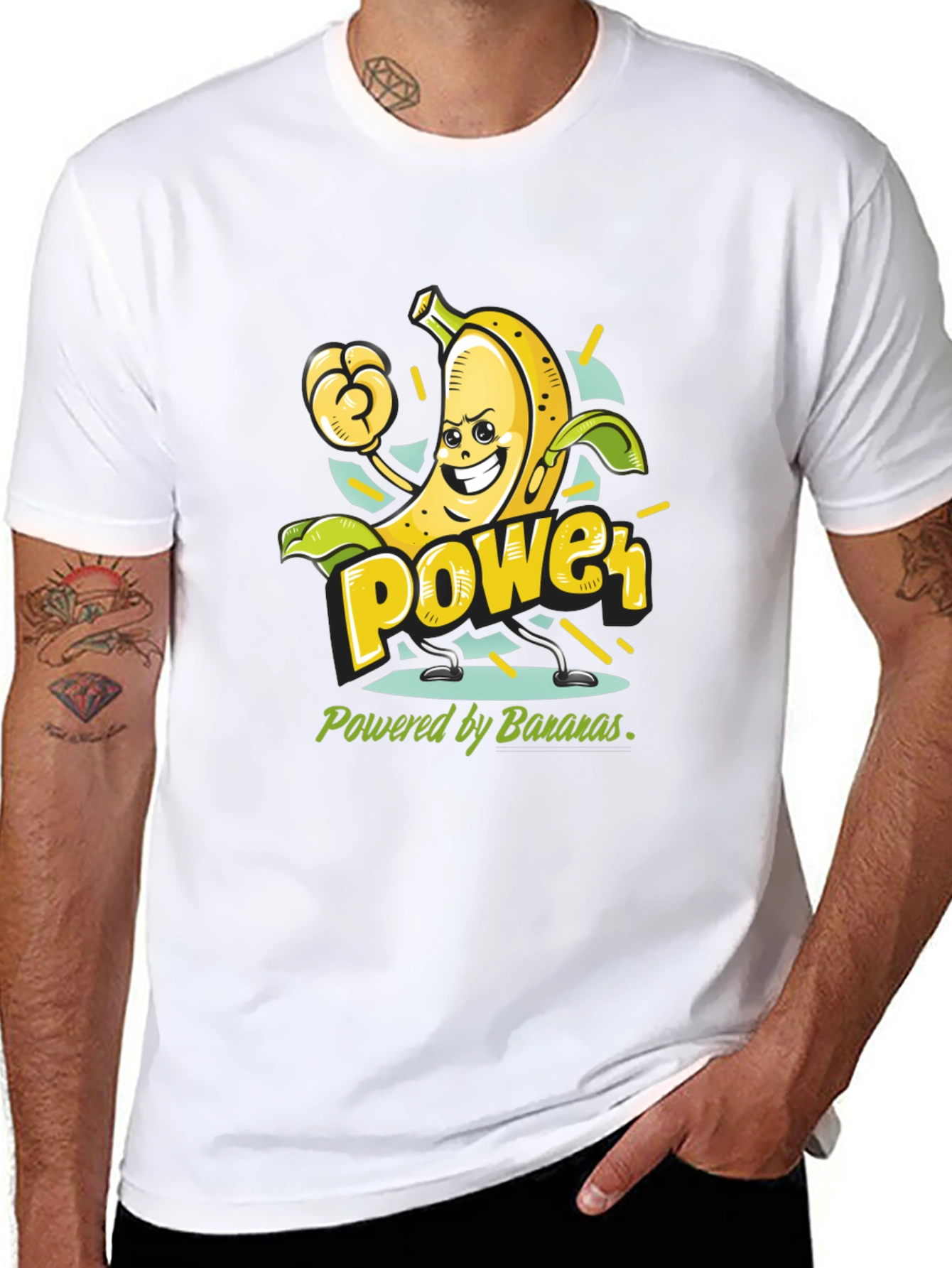 Black Banana Power T-Shirt - Fruit Cartoon Tee view 8