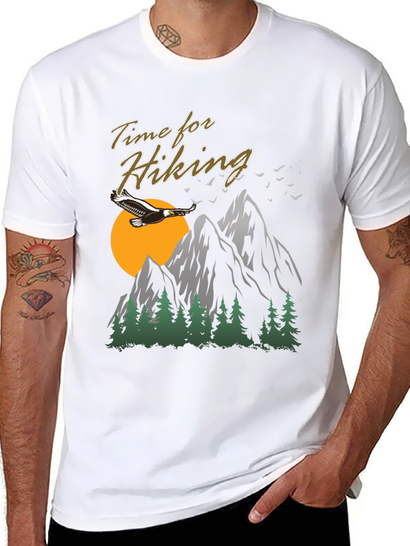 Black Time For Hiking Graphic Tee | Outdoor Adventure Shirt view 8