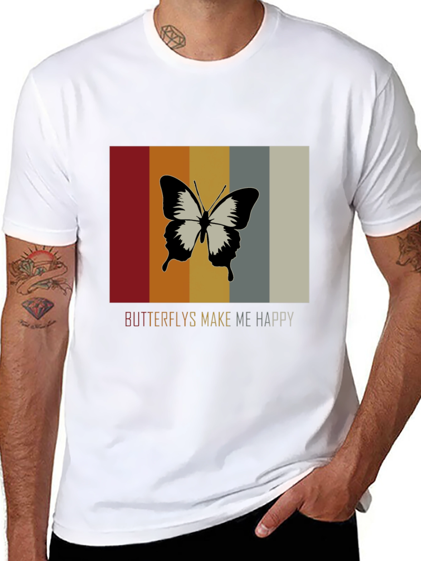 Black Butterflies Make Me Happy Graphic Tee view 8