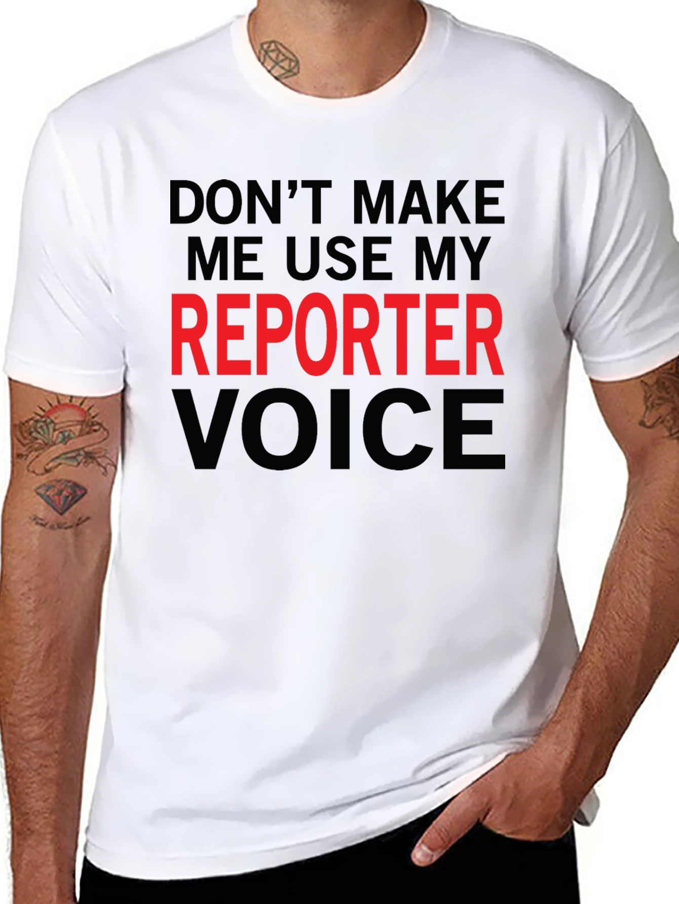 Black Reporter Voice T-Shirt - Funny Journalism Gift view 8
