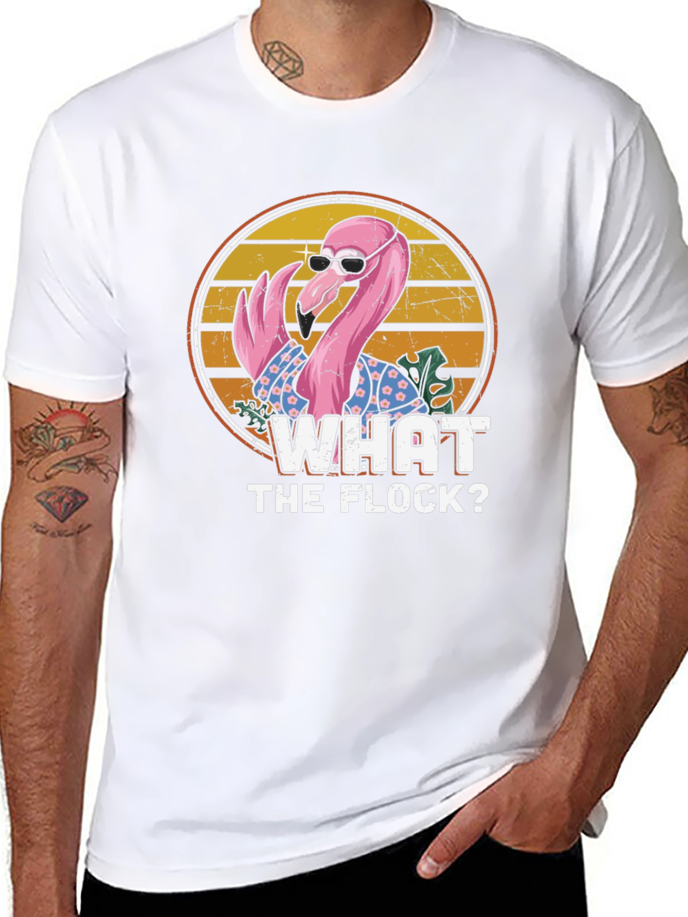 Black What the Flock Flamingo Graphic T-Shirt view 8