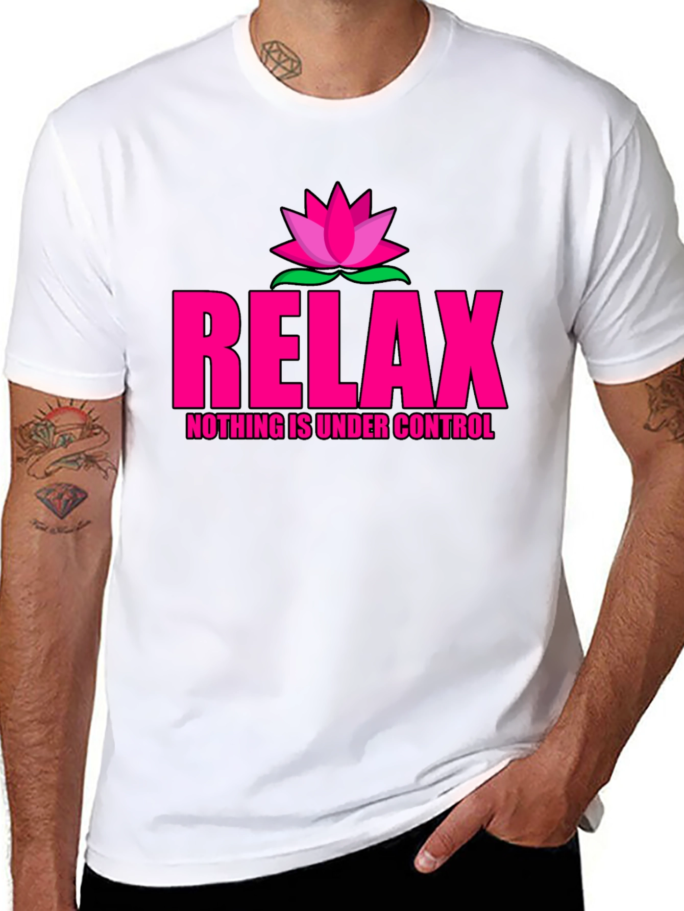 Black Relax Lotus T-Shirt - Nothing Is Under Control view 8