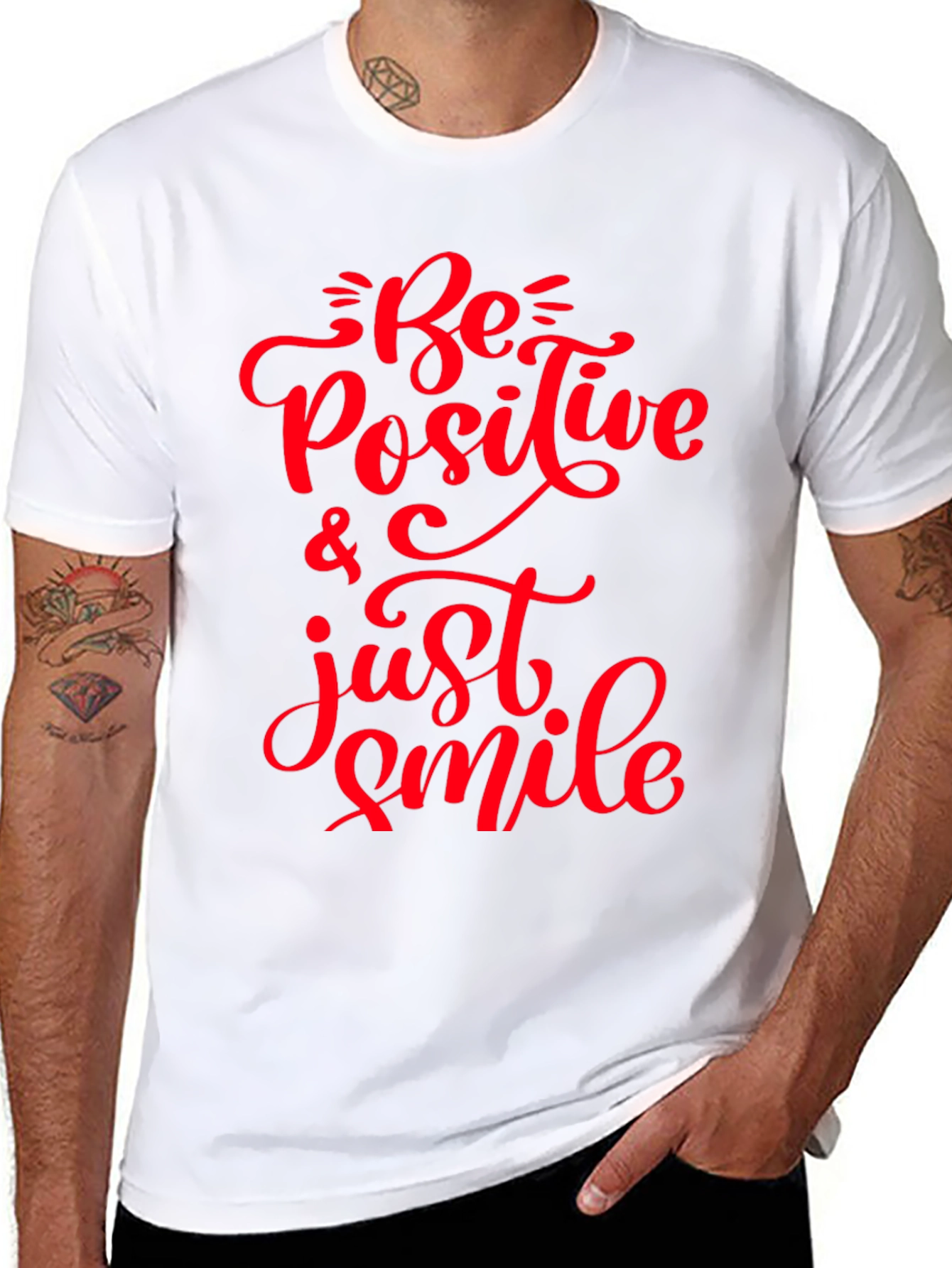 Black Be Positive T-Shirt - Motivational Graphic Tee view 8