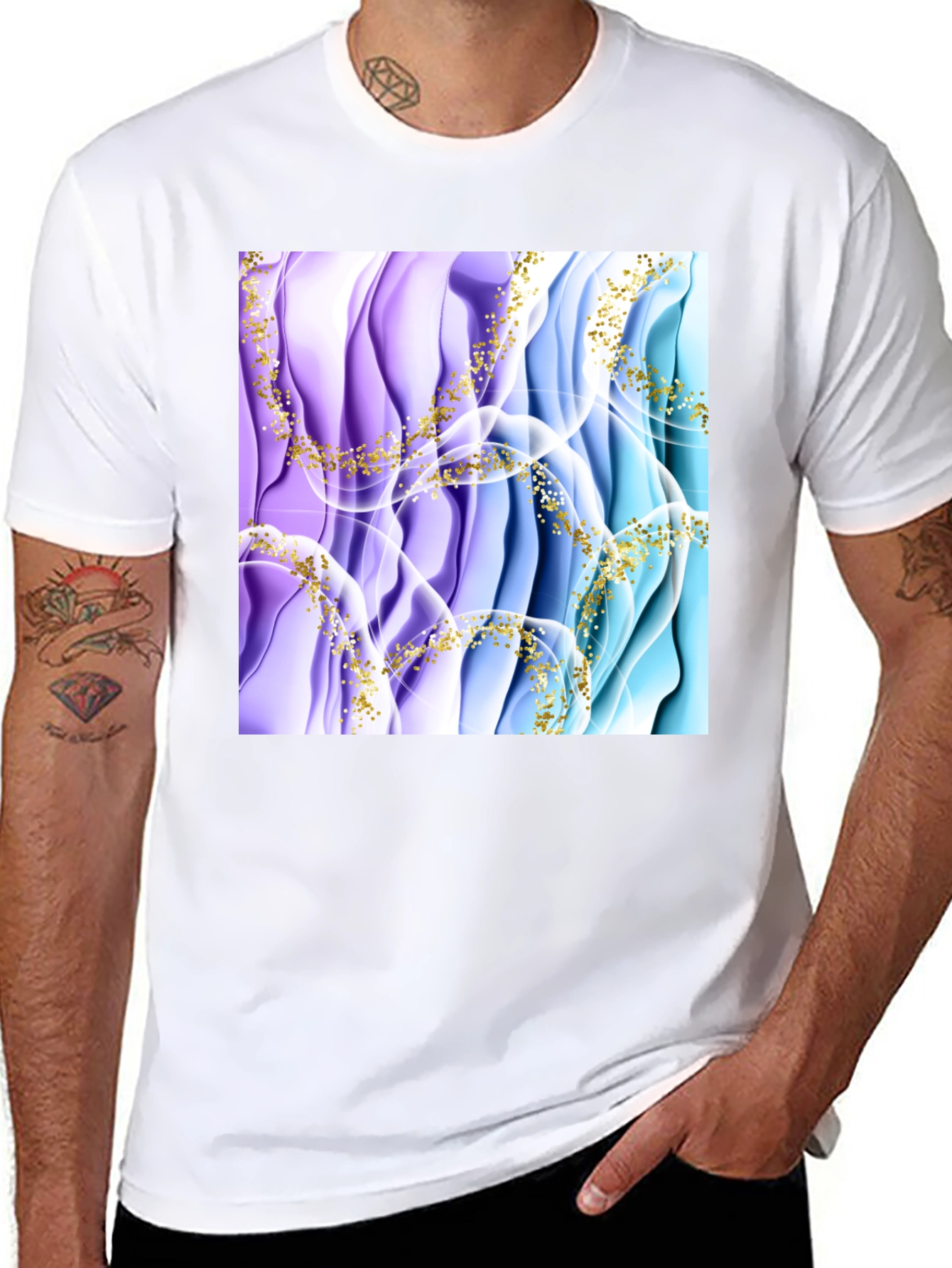 Black Abstract Art Men's Black T-Shirt view 8