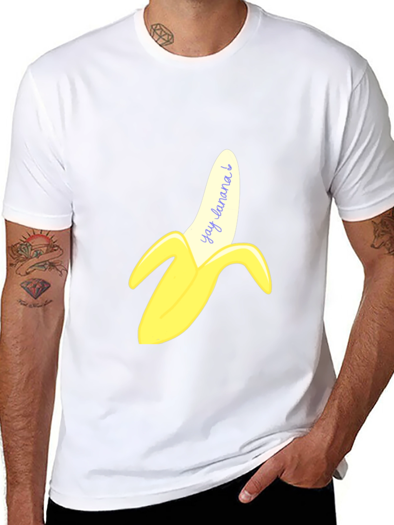 Black Yay Banana! Graphic Print T-Shirt view 8